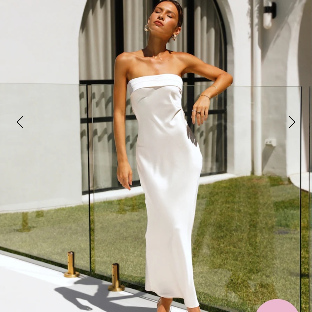 White Satin Strapless Dress